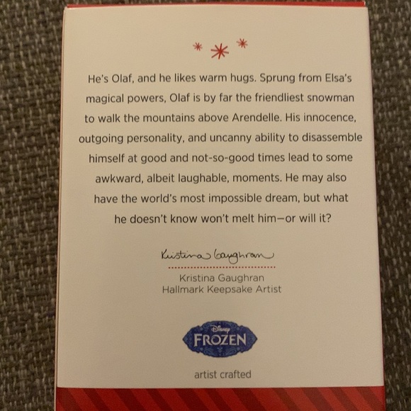 Hallmark Keepsake  Disney Frozen Olaf Christmas Ornament NIB - Picture 4 of 4